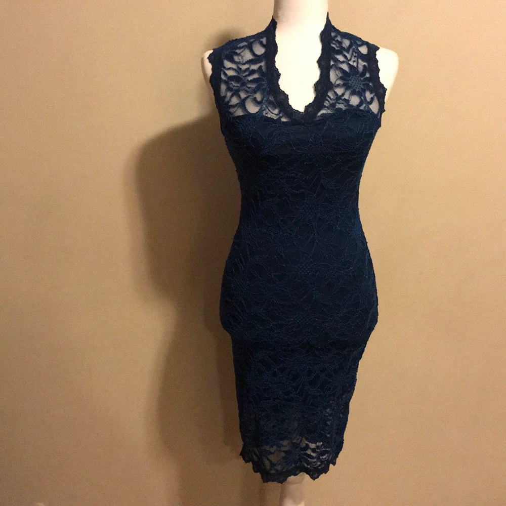 Tobi Blue Lace Dress Small